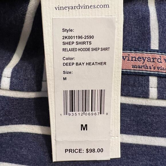 Vineyard Vines Shep Shirt Womens Medium Blue Stripe Preppy Hooded - Picture 2 of 7